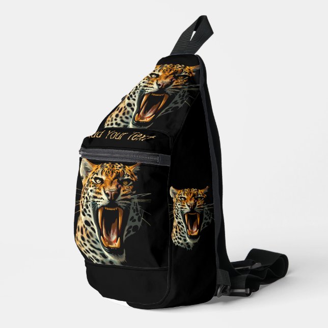 Leopard roaring attack head accessory pouch sling bag (Right Corner)