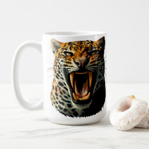 Leopard roaring attack head coffee mug