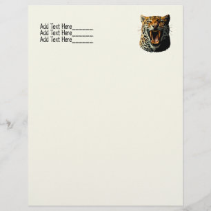 Leopard roaring attack head letterhead