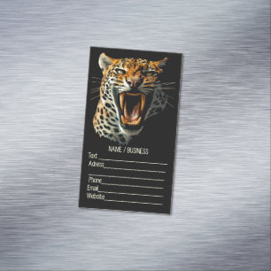Leopard roaring attack head 	Magnetic business card