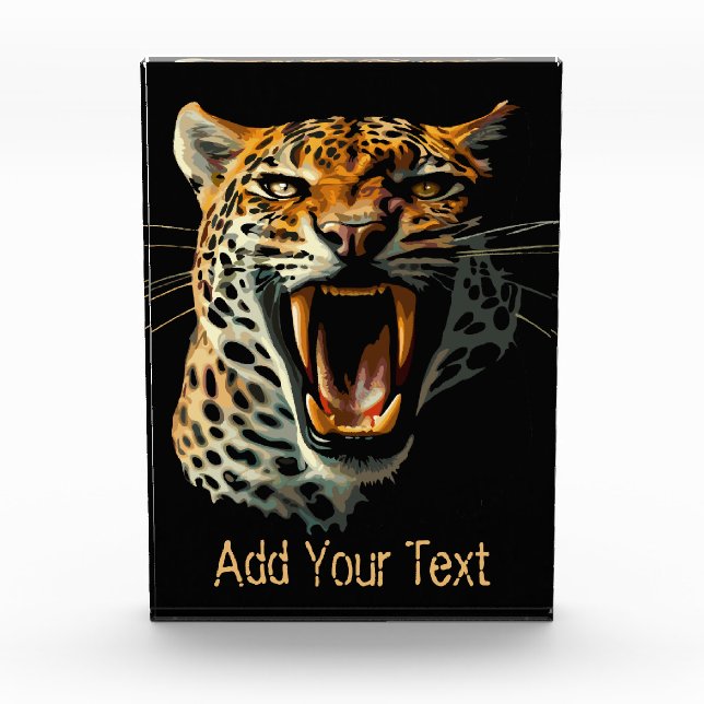 Leopard roaring attack head photo block (Front)
