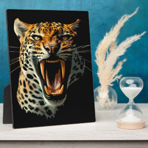 Leopard roaring attack head plaque
