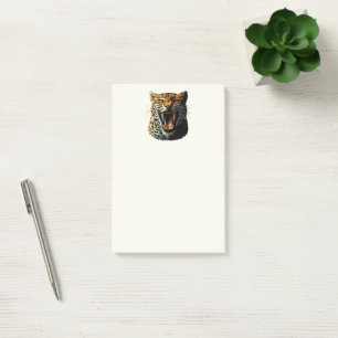 Leopard roaring attack head post-it notes