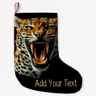 Leopard roaring attack head small christmas stocking