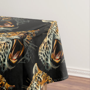 Leopard roaring attack head tablecloth