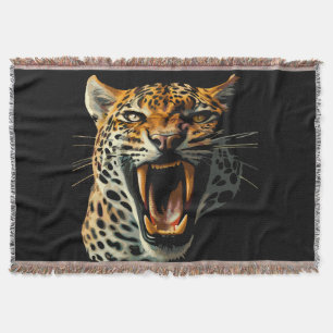 Leopard roaring attack head throw blanket