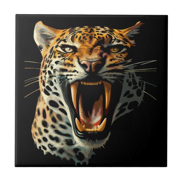 Leopard roaring attack head tile (Front)