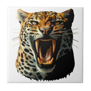 Leopard roaring attack head tile