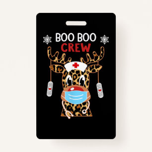 Leopard Rudolph Reindeer Face Mask Nurse Boo Boo Badge