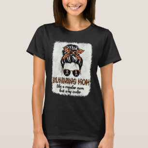 Leopard Running Mom Messy Bun Sprinter Runner Moth T-Shirt