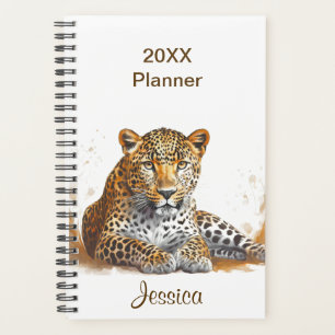 Leopard Safari Animal Portrait Personalized Name Planner