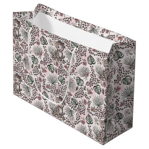Leopard Safari Baby Girl Jungle Floral Large Gift Bag
