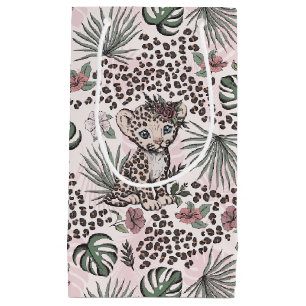 Leopard Safari Baby Girl Jungle Floral Small Gift Bag