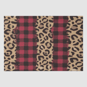 Leopard safari Buffalo Plaid Christmas  Tissue Paper