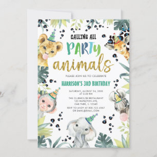 Leopard Safari Calling All Party Animals Birthday Invitation