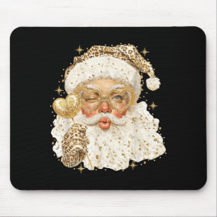 Leopard Santa Christmas Funny Gift For Women, Girl Mouse Pad