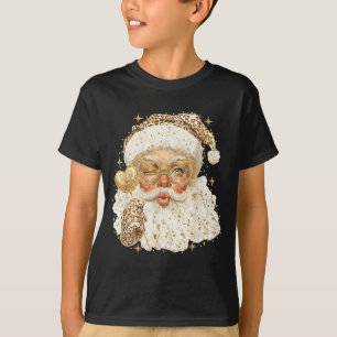 Leopard Santa Christmas Funny Gift For Women, Girl T-Shirt
