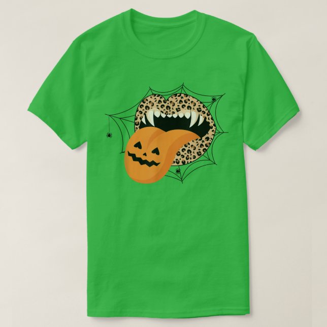 Leopard Scary Costume tee Men Cute Pumpkin Hallowe (Design Front)