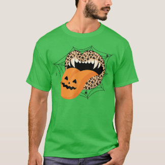 Leopard Scary Costume tee Men Cute Pumpkin Hallowe