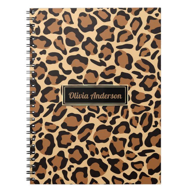 Leopard Seamless Pattern Custom Name  Notebook (Front)