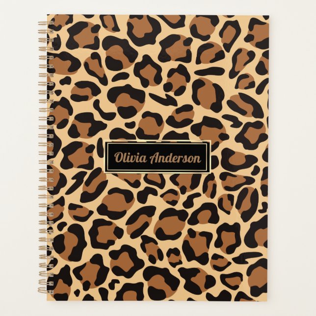 Leopard Seamless Pattern Custom Name Planner (Front)