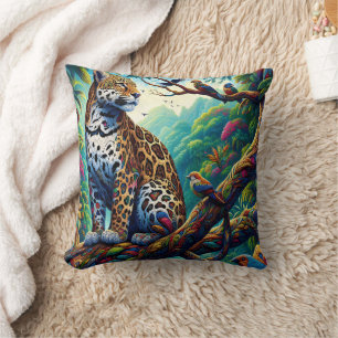 Leopard Serenity: Bold Tropical Design Throw Pillow