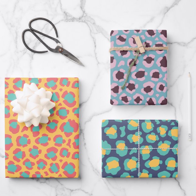Leopard Set in trendy colour 2025 Wrapping Paper Sheet (Front)