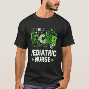 Leopard Shamrock Lucky Pediatric Nurse St Patricks T-Shirt