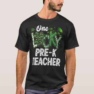 Leopard Shamrock One Lucky Pre-k Teacher St. Patri T-Shirt