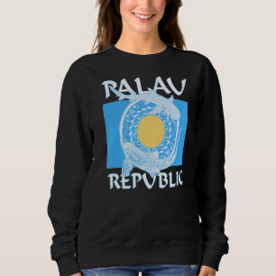 Leopard Shark Whitetip Reef Shark On Palauan Flag Sweatshirt