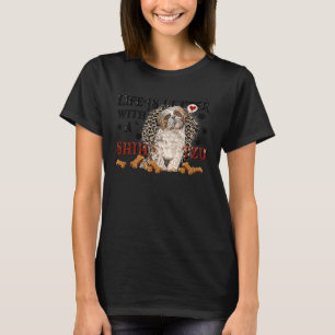 Leopard Shih Tzu Mom With Shih Tzu Mom Dad T-Shirt