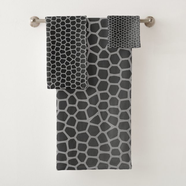 LEOPARD SILVER GREY BATHROOM TOWEL SET (Insitu)