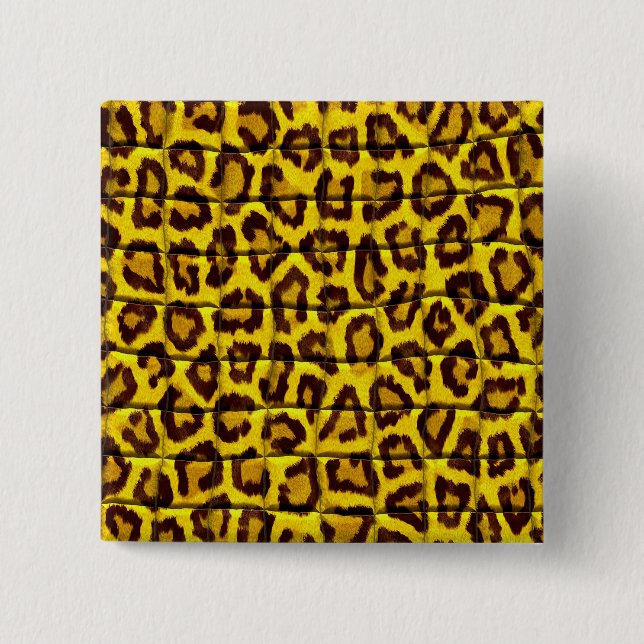 Leopard skin 2 inch square button (Front)