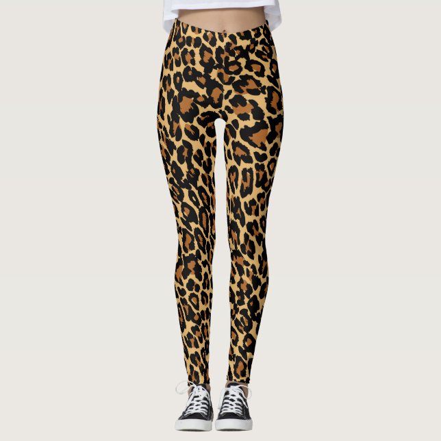 Leopard skin Animal Skin Print Leggings (Front)