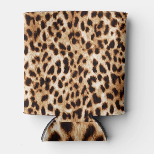 Leopard Skin, Authentic Wildlife Pattern. Can Cooler (Front)