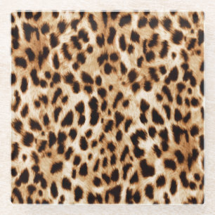Leopard Skin, Authentic Wildlife Pattern. Glass Coaster