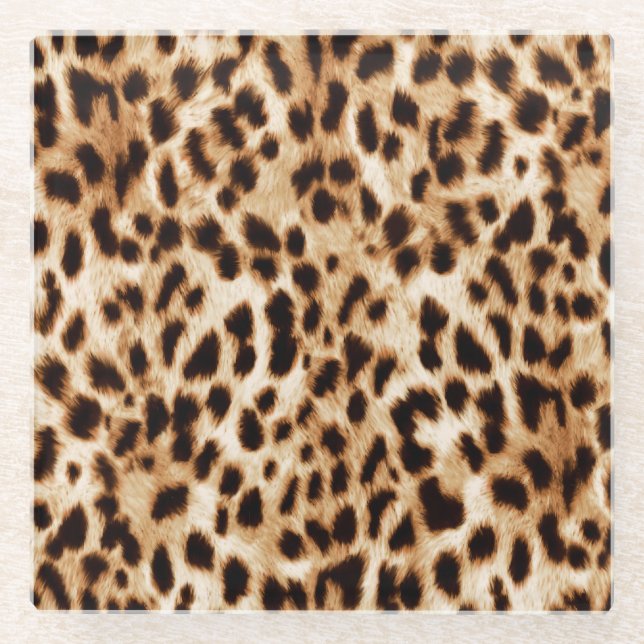 Leopard Skin, Authentic Wildlife Pattern. Glass Coaster (Front)