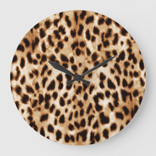 Leopard Skin, Authentic Wildlife Pattern. Large Clock