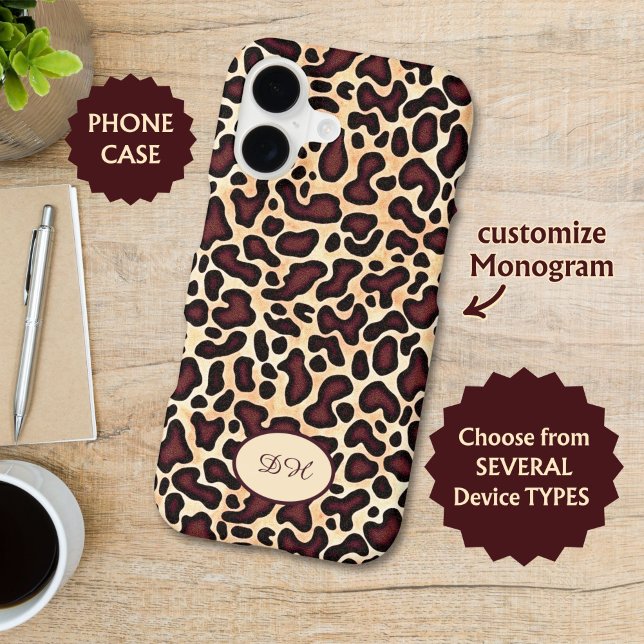 Leopard Skin Brown Cream Pattern Monogrammed -  (Creator Uploaded)