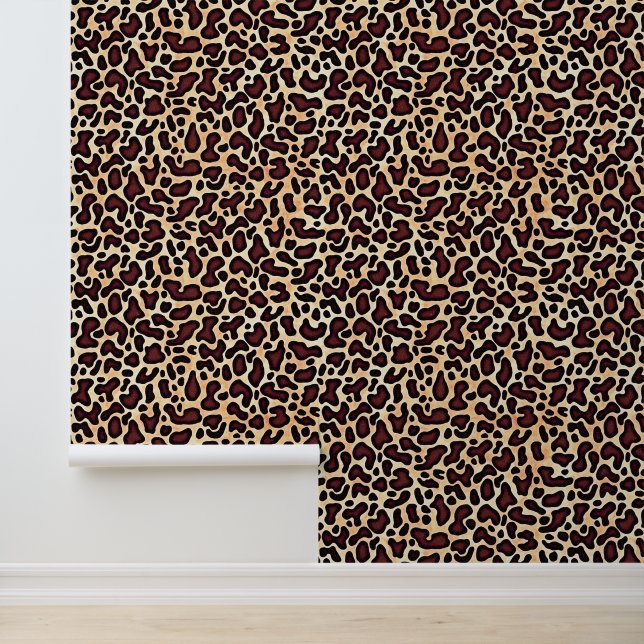 Leopard Skin Brown Cream Pattern -  Wallpaper (Application)
