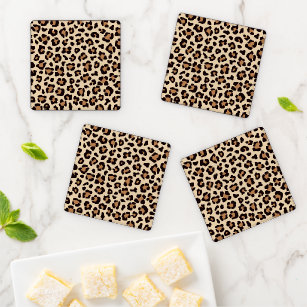 Leopard Skin Fur Pattern Coaster Set