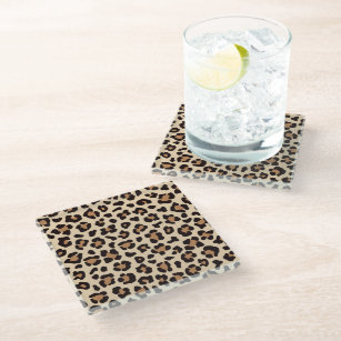 Leopard Skin Fur Pattern Glass Coaster
