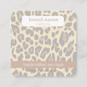 Leopard Skin Handmade Jewellery Studs Display Hold Square Business Card