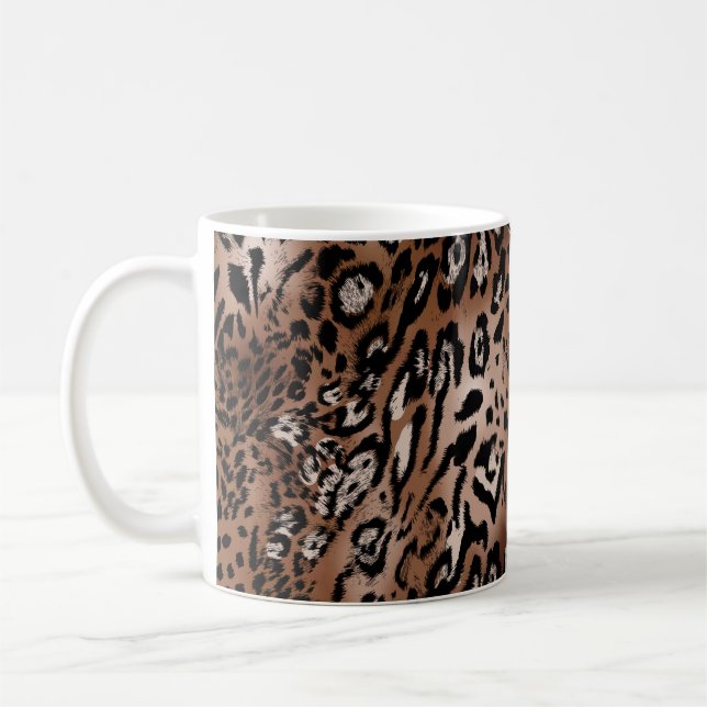 Leopard skin illustration seamless pattern fabric  coffee mug (Left)