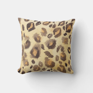 Leopard skin imitation, watercolor abstract. throw pillow