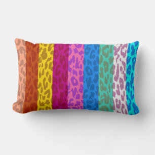 Leopard Skin Multicolor Stripe Pattern 2 Lumbar Pillow