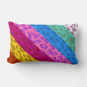 Leopard Skin Multicolor Stripe Pattern 2 Lumbar Pillow