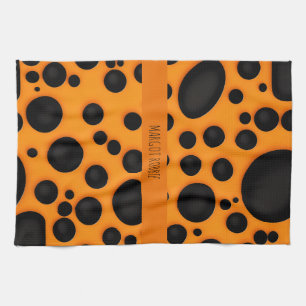 Leopard skin Orange Black Abstract Safari Pattern Kitchen Towel