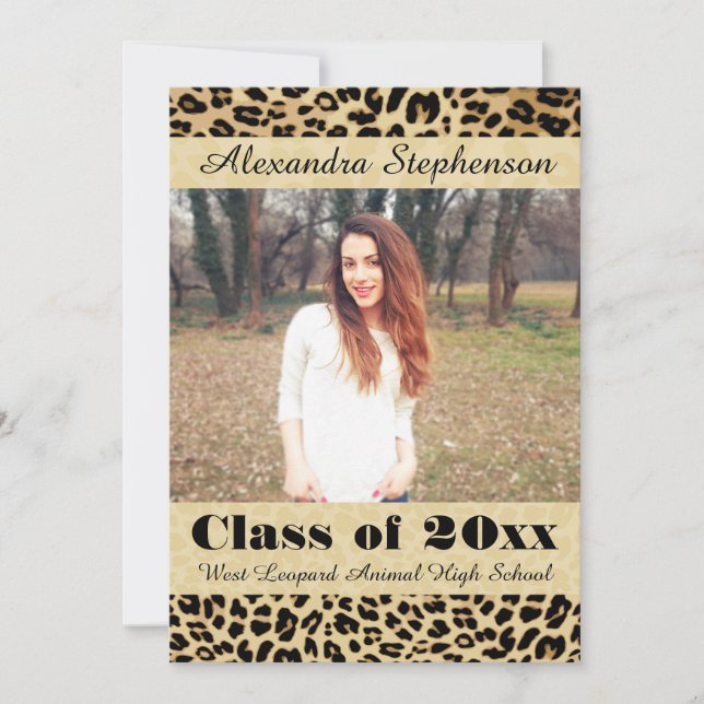 Leopard Skin Photo Graduation Announcement (Front)