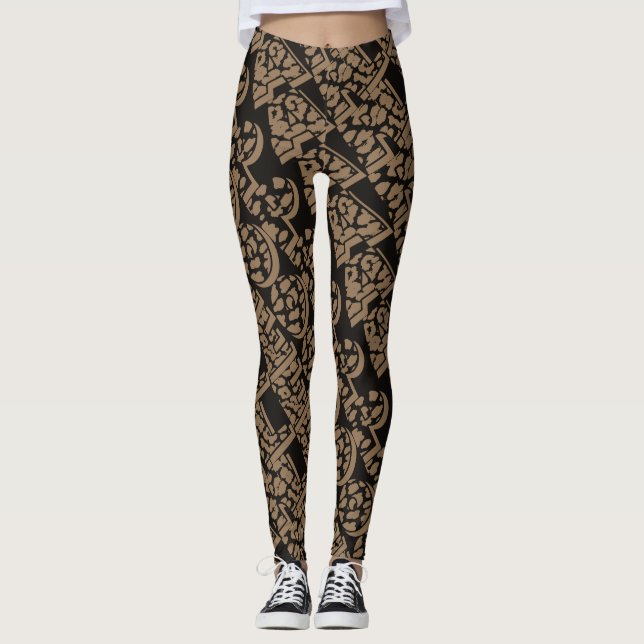 Leopard Skin Print Black and Brown leggings (Front)